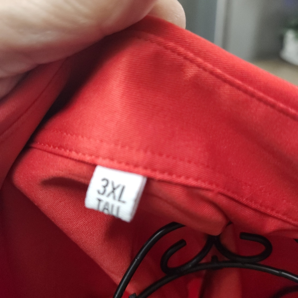Women's Vibrant Red Button Down Shirt - Picture 2 of 6